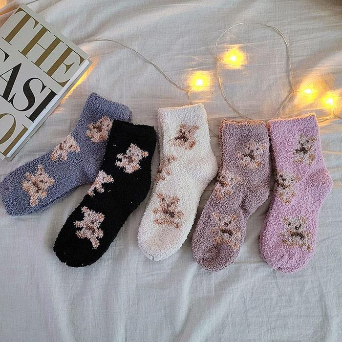 [5~7켤레set] 애정하는 사람에게 포근한 파스텔 수면양말