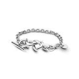 판도라 노티드 하트 체인 실버 팔찌 598100