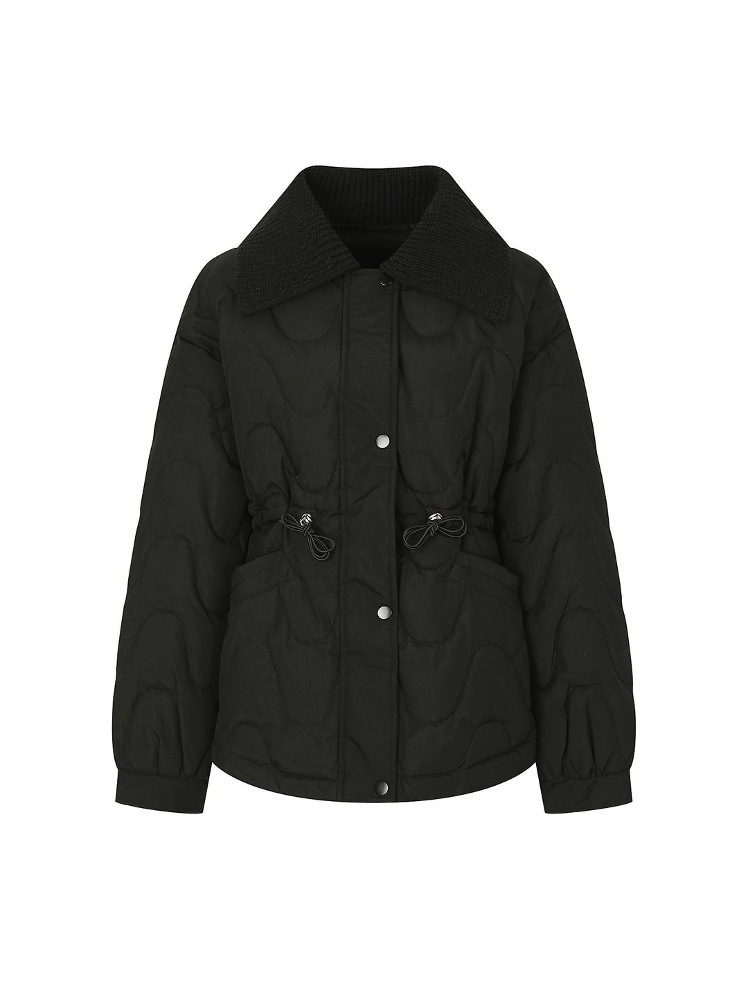 더틸버리 니트 칼라 스트링 패딩 점퍼 (BLACK) TPAN2PD53W