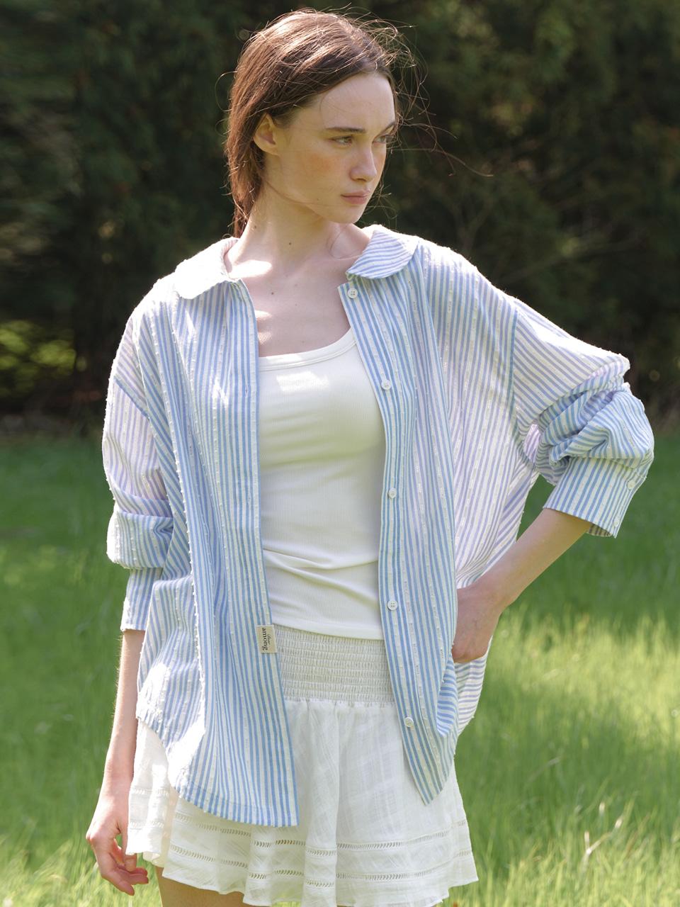 A SUMMER STRIPE OVER-FIT SHIRT_LIGHT BLUE