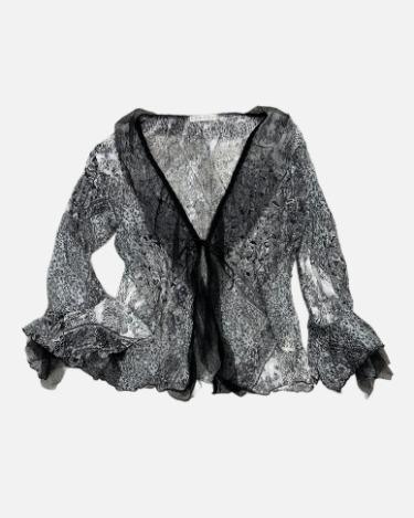 grunge white lace net cardigan