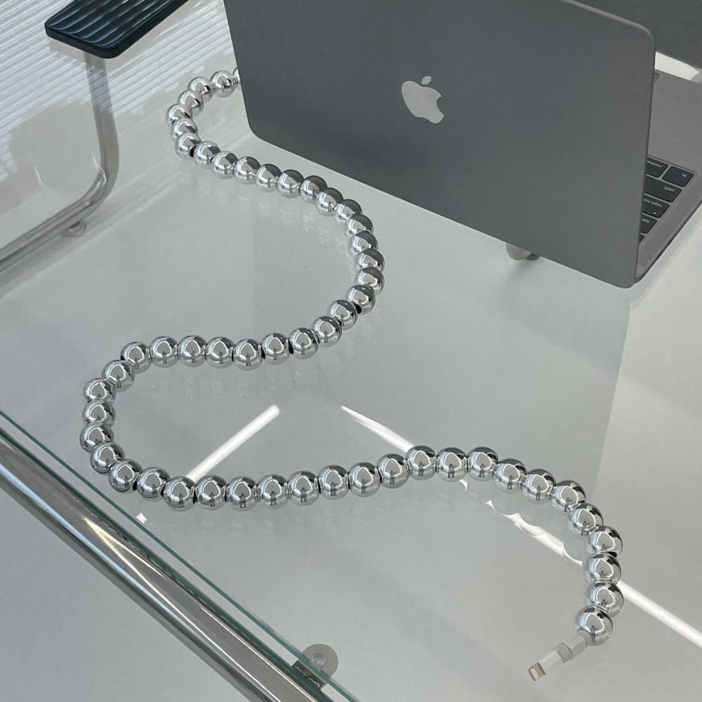 구슬충전기 케이블 실버 진주 아이폰충전기 우드케이블