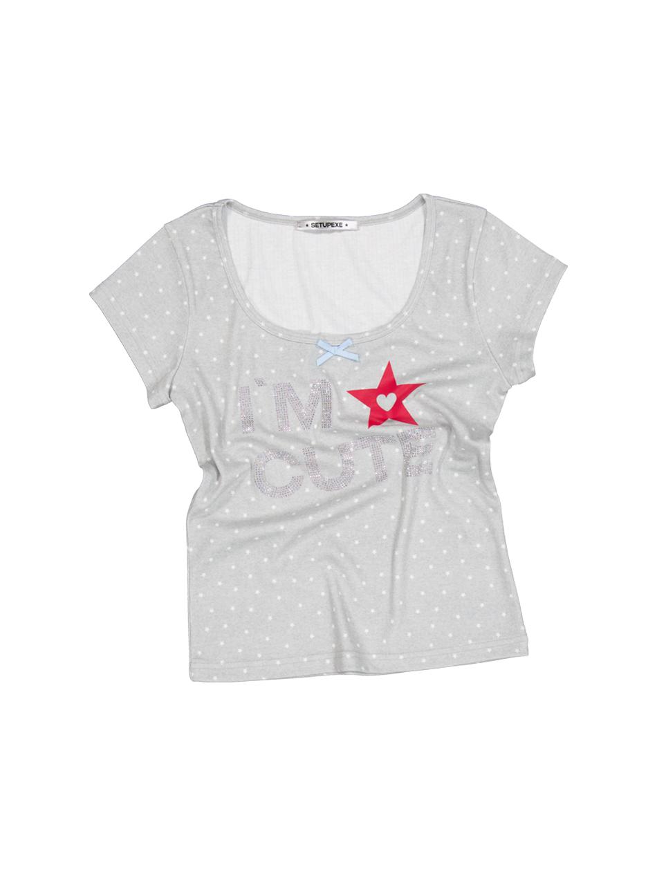 I'M CUTE TOP / LIGHT GREY