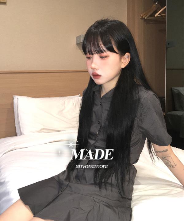 애니원모어 [MADE] 레스트 챠콜 벨트 셔츠 원피스