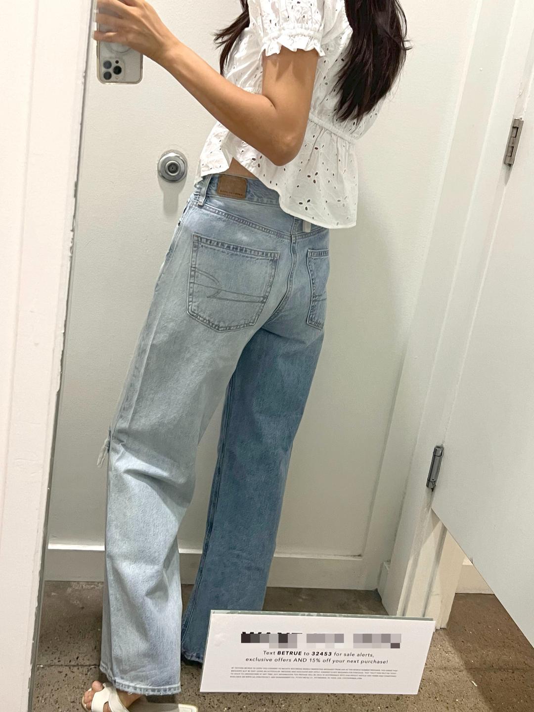 아메리칸이글 여성 투톤 데님 팬츠