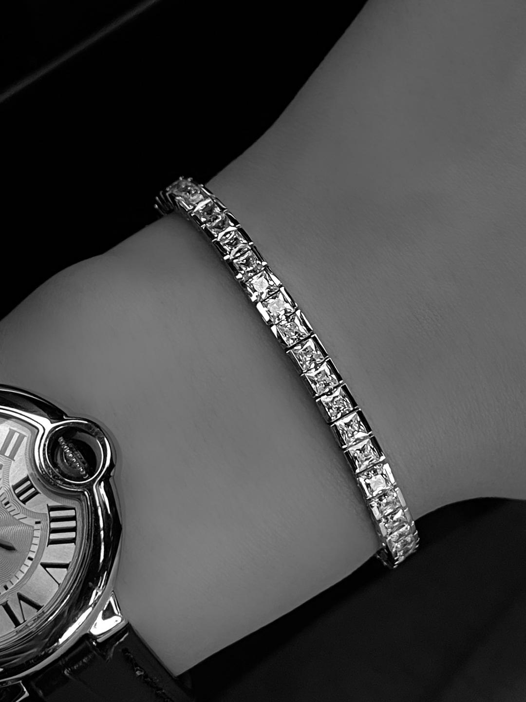 [925 Silver] Bar Princess Tennis Bracelet