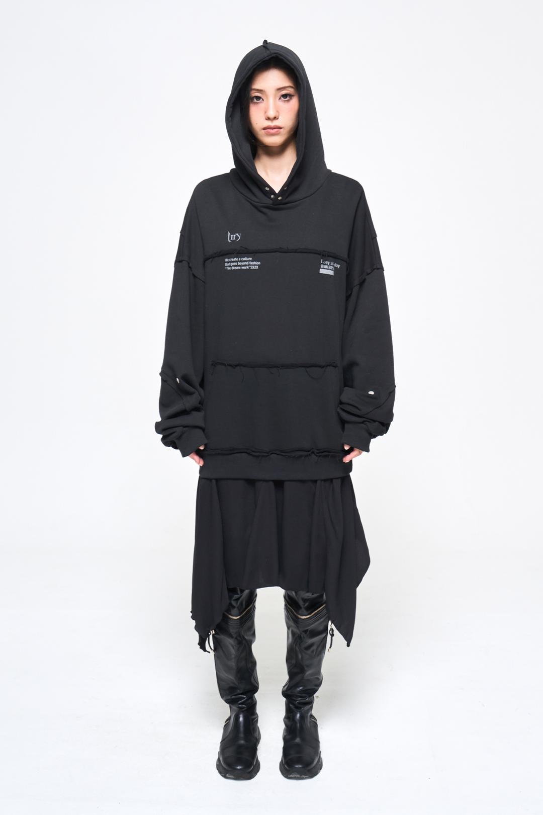 LOGO LAYERED HOODIE BLACK
