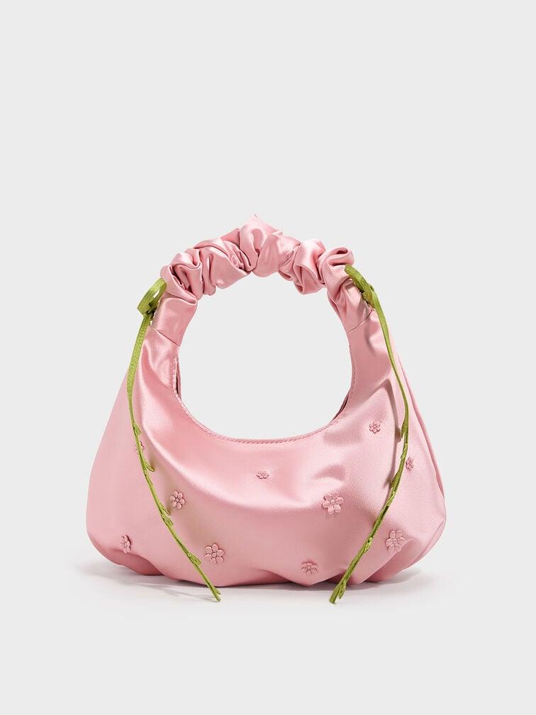 Mabel Satin Floral-Vine Hobo Bag