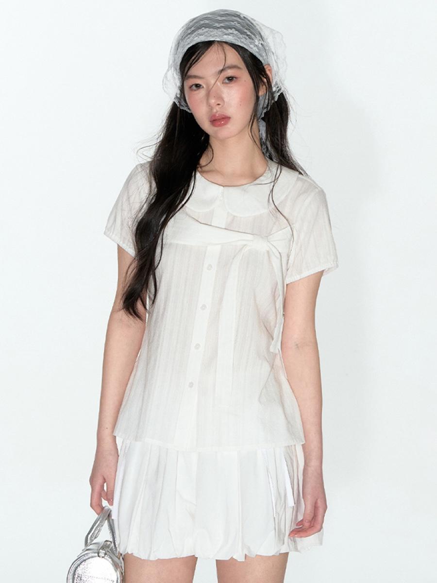 TAKEANAP Lily Tie Ribbon Blouse (2color)