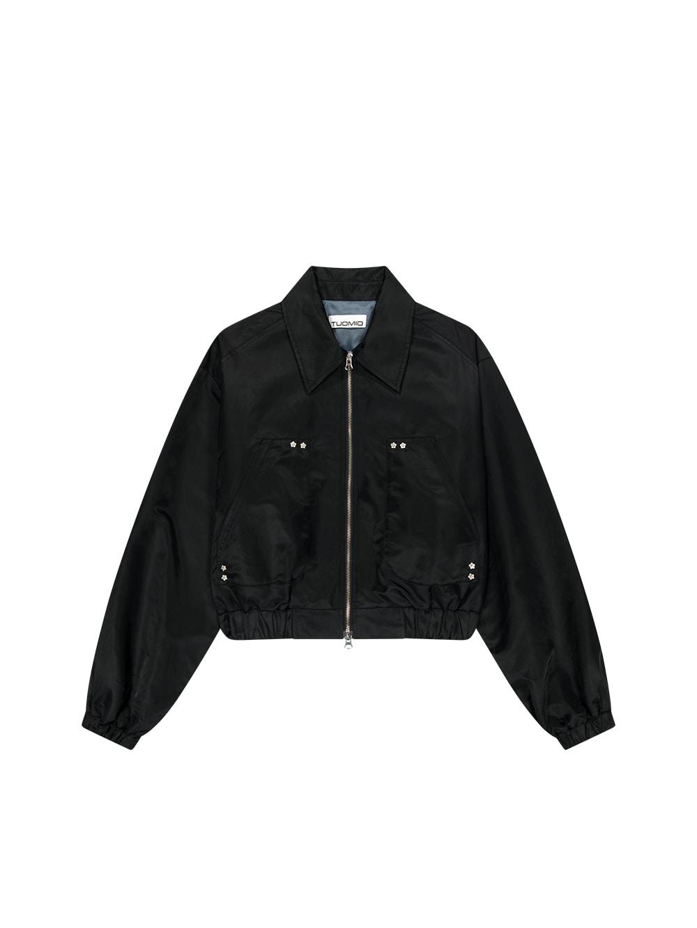 RUFFLE BOMBER JACKET [BLACK]