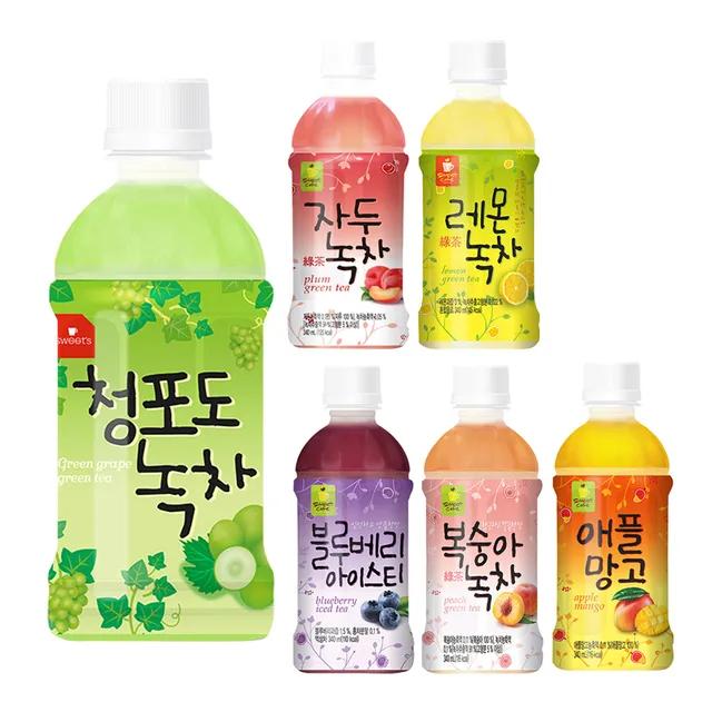 웰그린 녹차음료 6종 340ml 20개 / 청포도녹차 자두녹차 복숭아녹차 레몬녹차 블루베리아이스티 애플망고