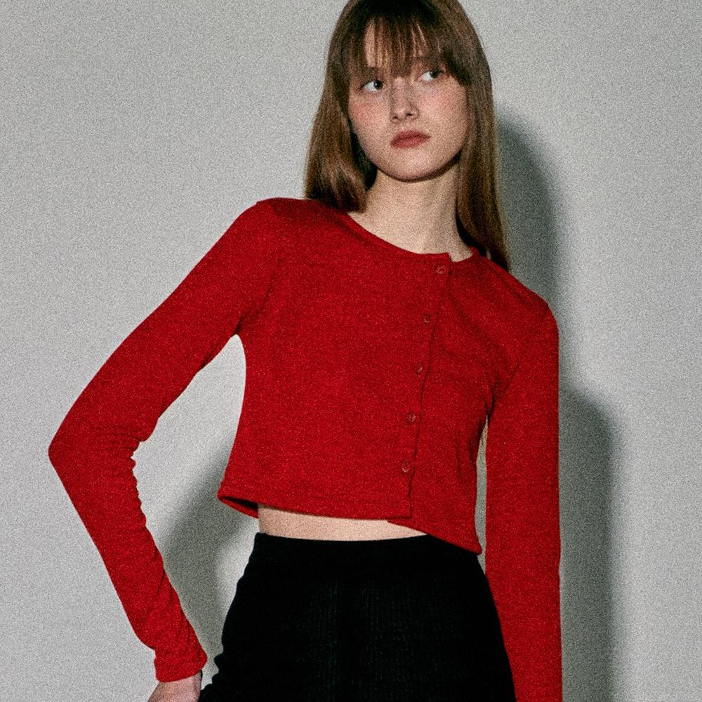 UNBALANCE SLIM CARDIGAN_RED