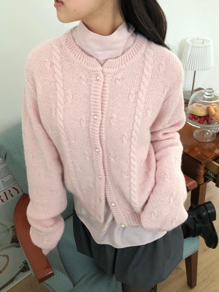 진주 버튼 가디건 3color