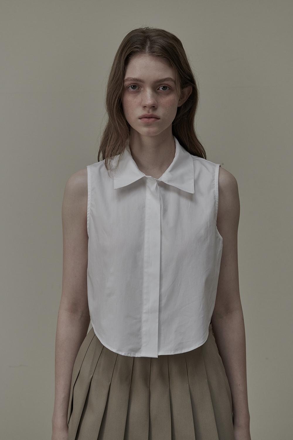 [5/2일 예약 발송]Sleeveless cotton shirt - White