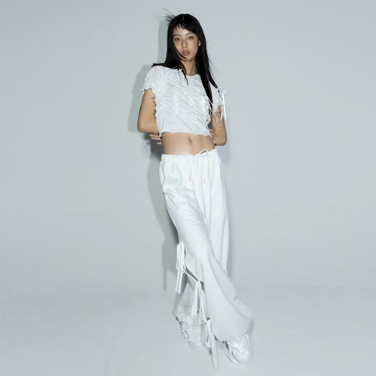 G_RIBBON SLIT PANTS / WHITE■3rd Reorder■