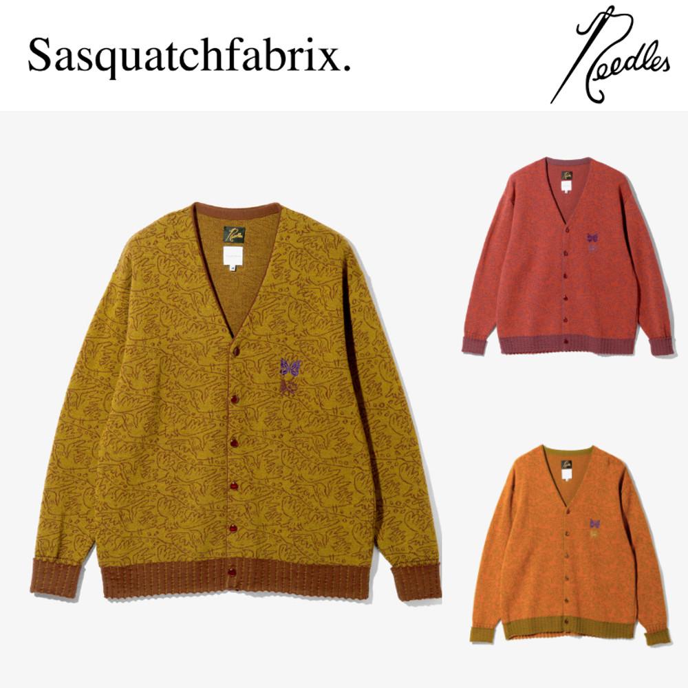 니들스 X 사스콰치패브릭스 브이넥 울 가디건 올리브 브랜치 NS2011