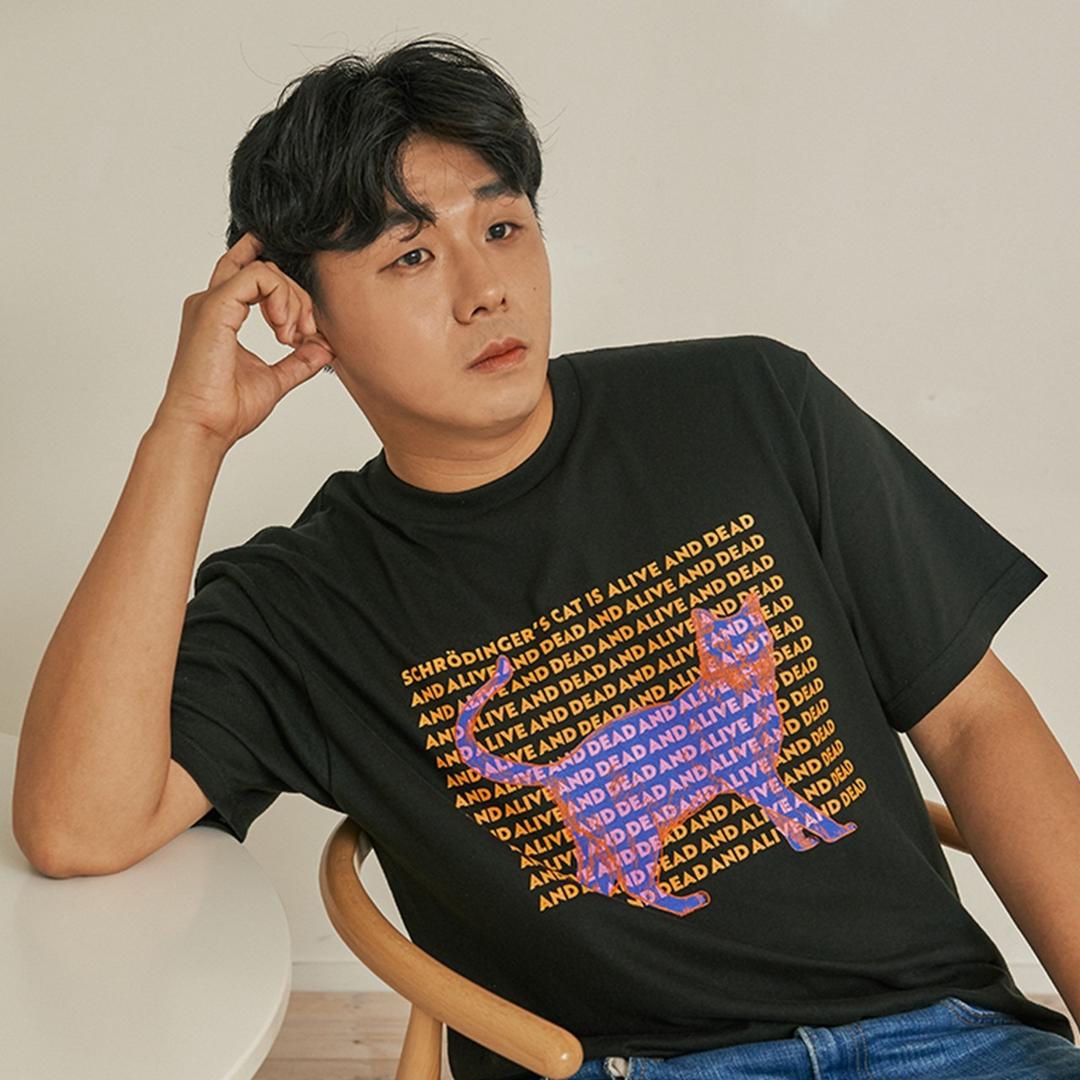 블랙 - 슈뢰딩거 고양이 반팔티 (안될과학)