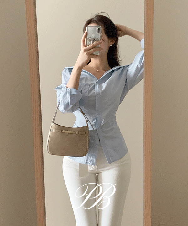 퍼빗 [모델픽][출근룩/데이트룩/하객룩] 수애 반오프 여리허리 실루엣 블라우스셔츠 - 3color