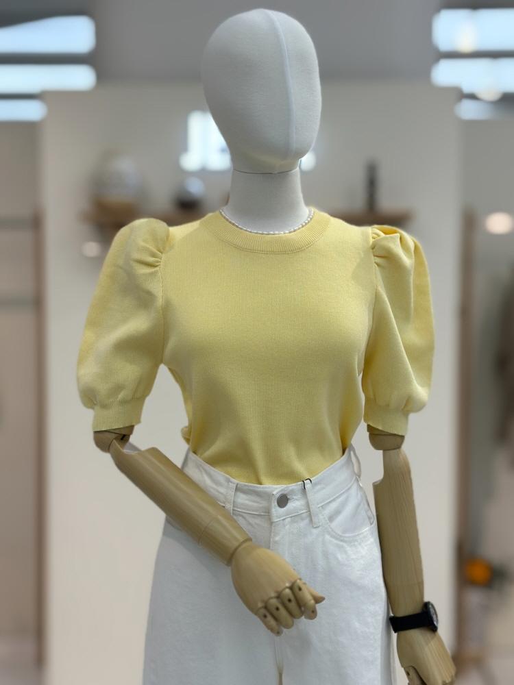 [제이케이] 퍼프 크롭 반팔 니트   JN4KT003B