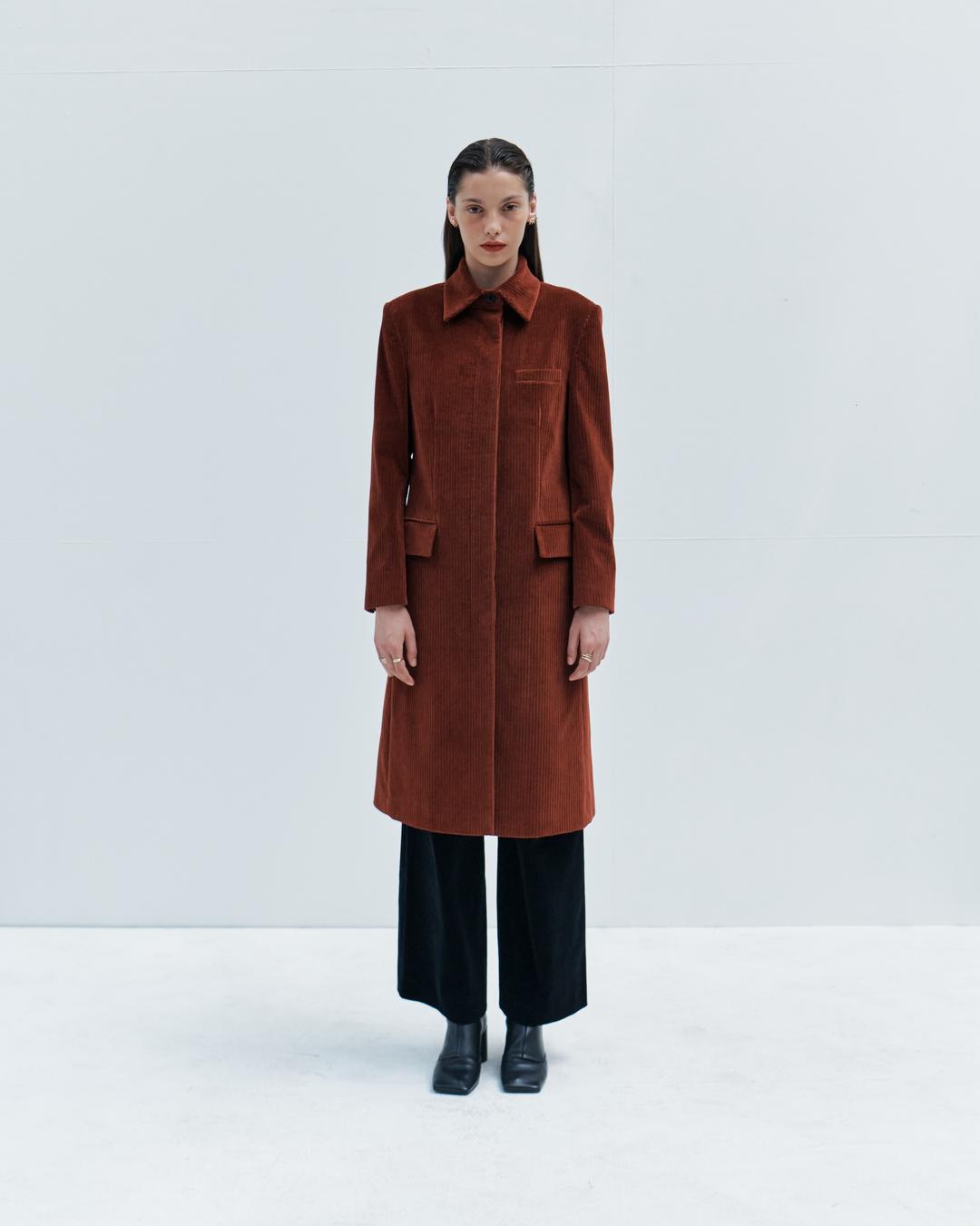 Single-breasted corduroy coat