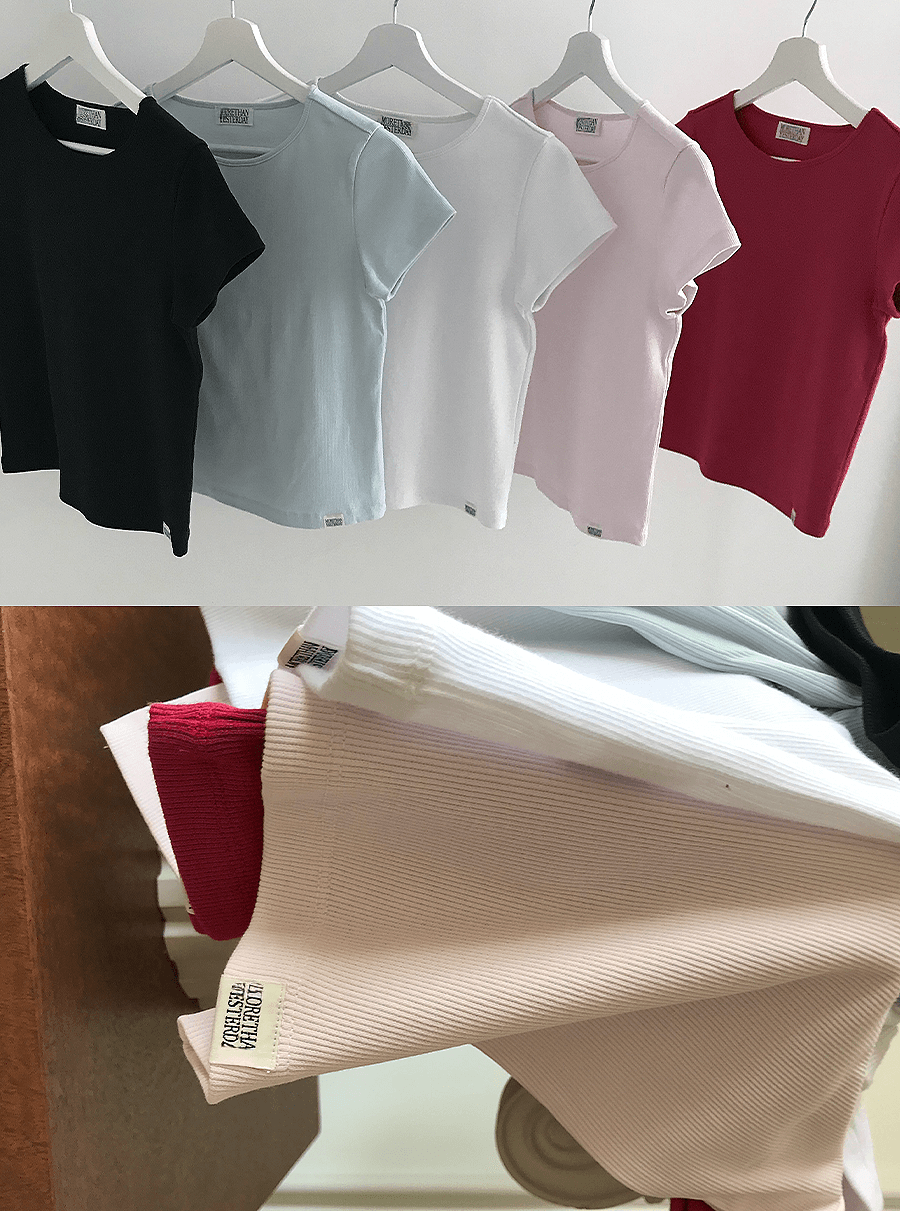ESSENTIAL RIBBED T-SHIRT (5COL) 📍HIGH QUALITY