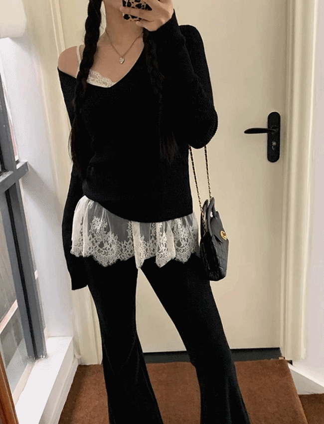 레이어드 레이스 브라캡 캐미솔 슬리브리스