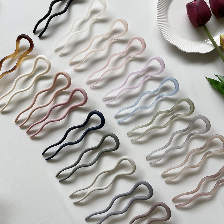 지금은 무광 물결 U자 뒤꽂이 비녀