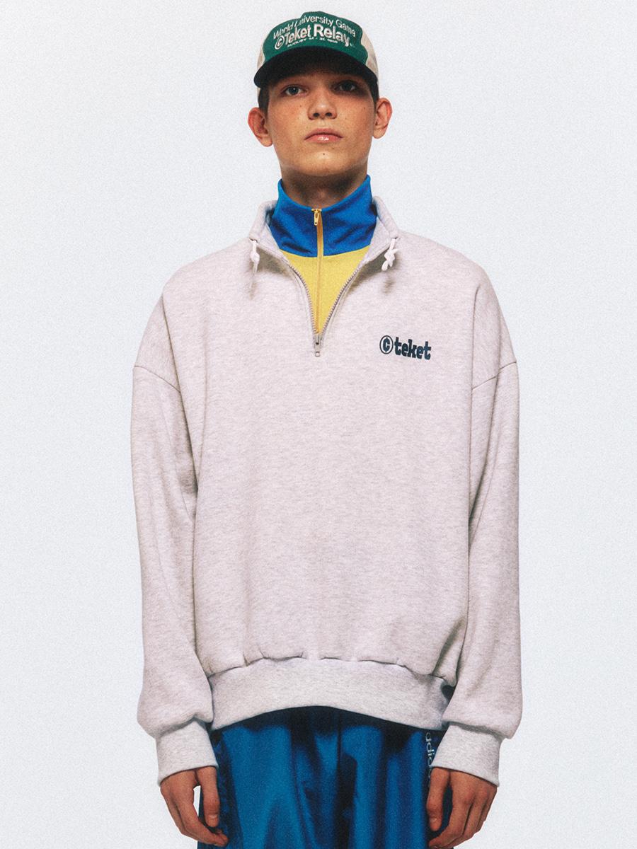 Team Half Zip-up Sweatshirt Melange Gray
