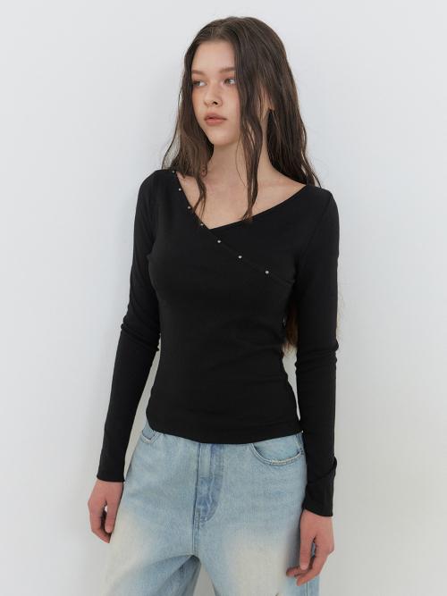 Wrap Stud T-Shirt, Black