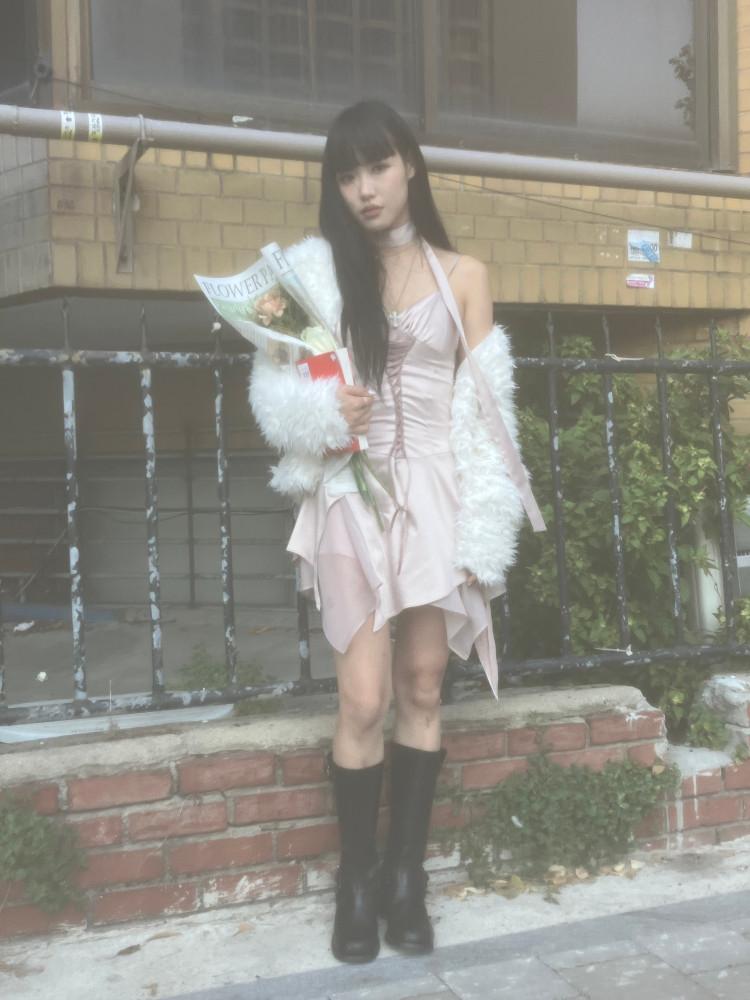 (555made) angel laceup dress |엔젤 레이스업 원피스