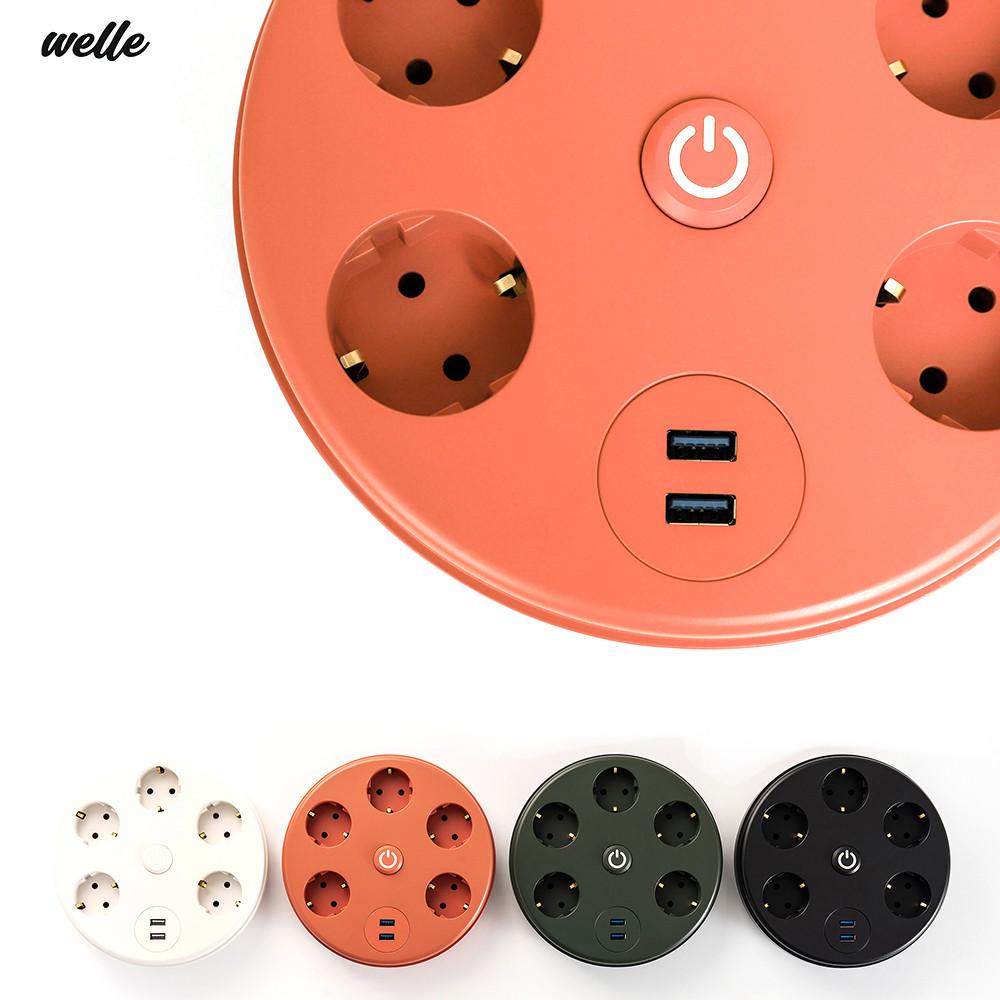 국산 USB 충전 5구 디자인 고용량 멀티탭 과부하 차단 원터치버튼 벨레 플러그5 65W 1.8M 멀티탭정리함