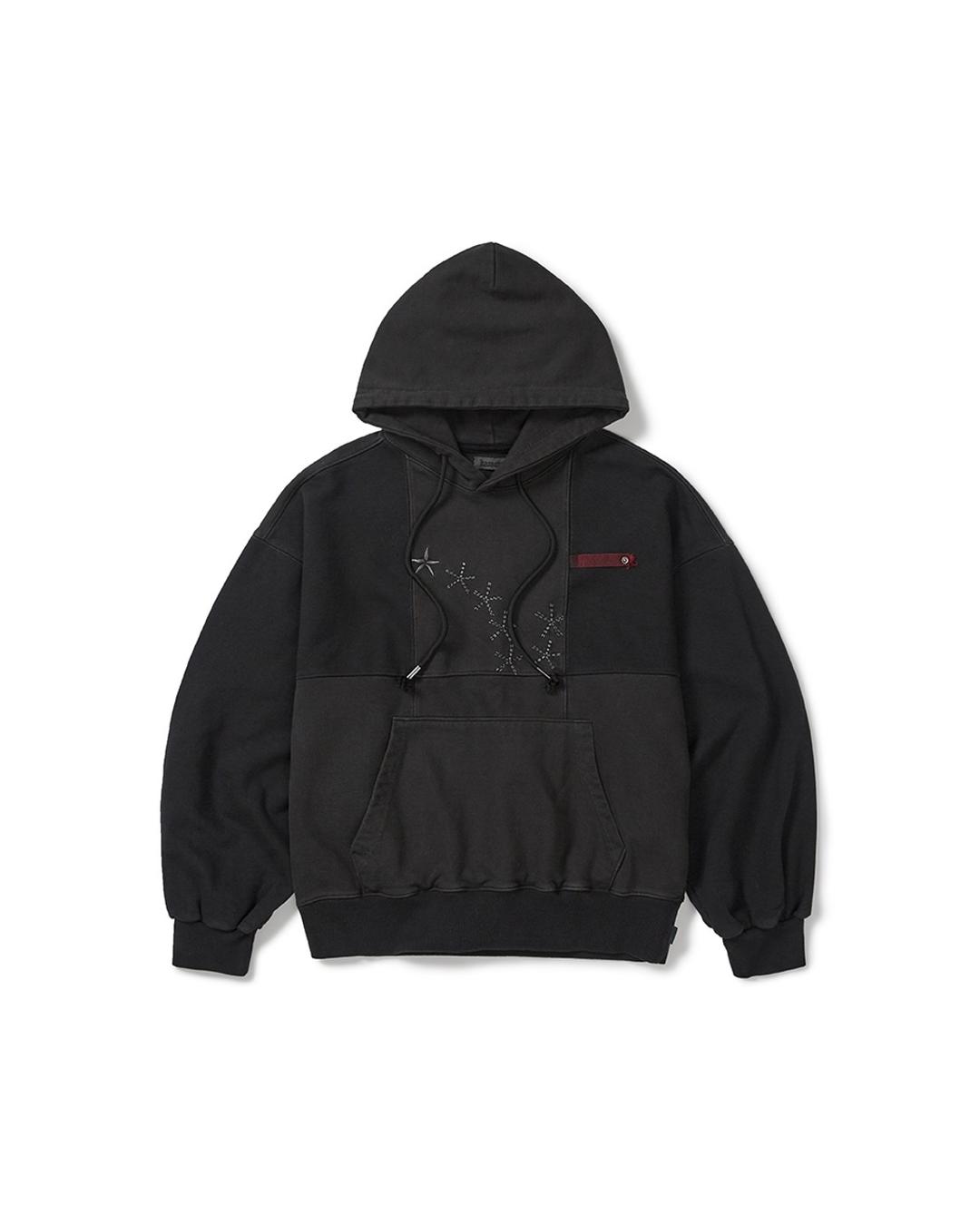 Grid hoodie / Washed black