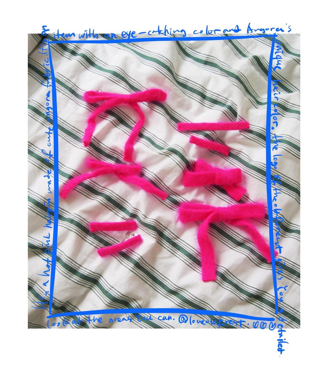 hotpink angora hair ribbon pin