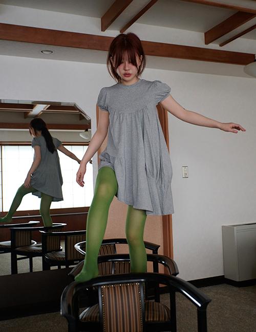 2차 예약배송 unbalanced puff mini dress