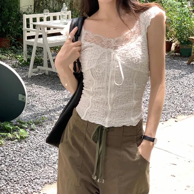 넨시 캡소매 레이스 리본 반팔티 /5 Color