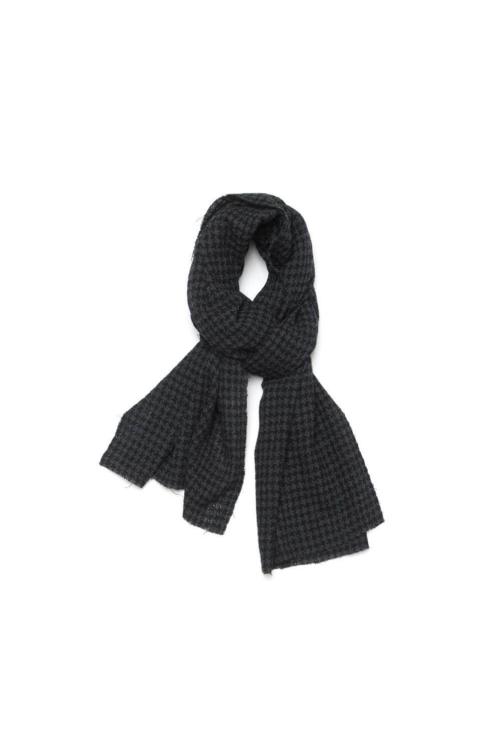 Houndstooth Check Wool Muffler Black