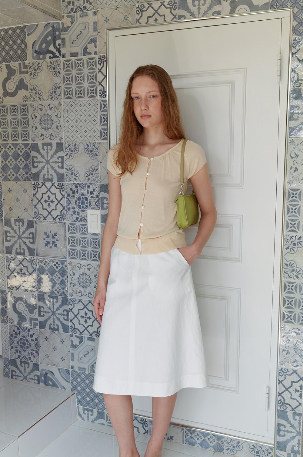 Pasta Cap-Sleeve Cardigan in Butter Milk