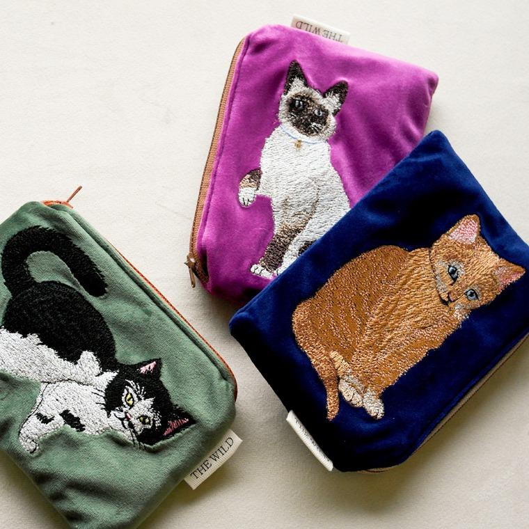 더와일드 벨벳 카드 파우치 (고양이)