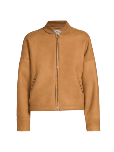Cropped Lambskin Zip-up Jacket In Toffee