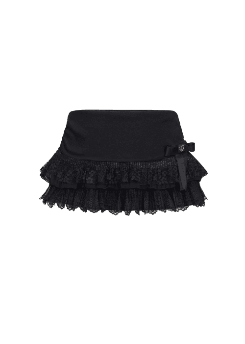 Chiffon lace mini skirt (black)