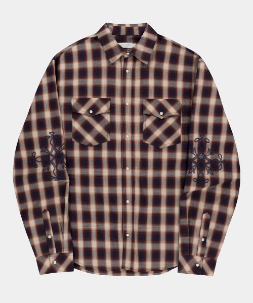 니들 워크 체크 셔츠 [브라운]