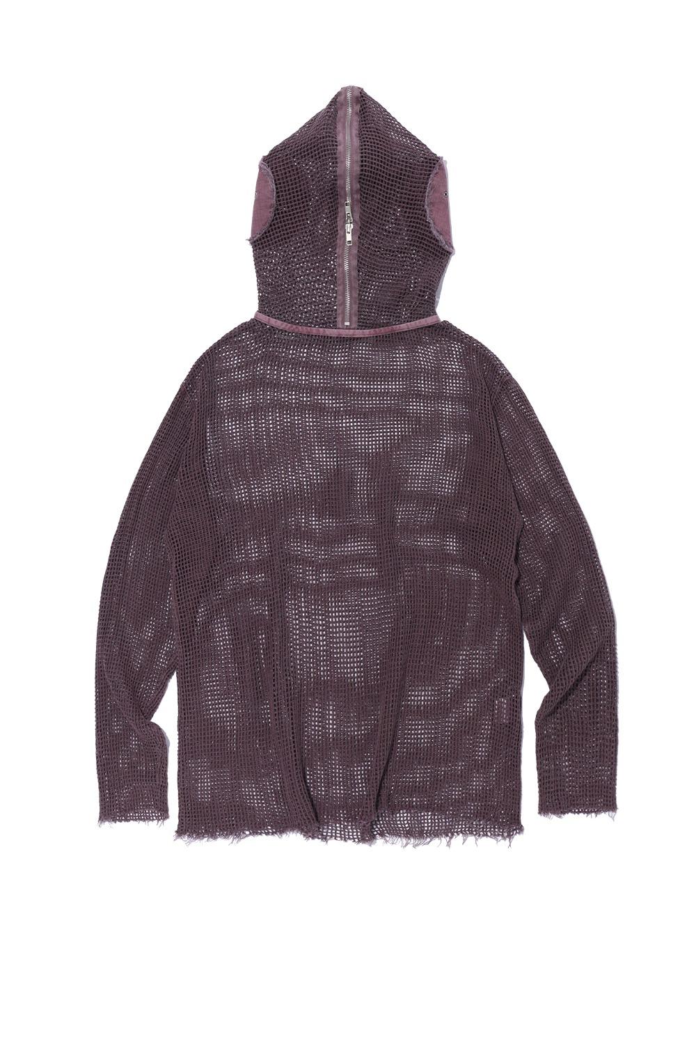 MESH ZIP HOODIE burgundy