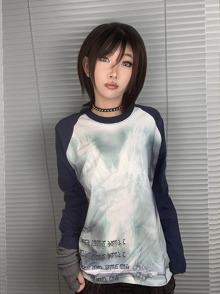 Graffiti Print Raglan Long Sleeve T-Shirt NA7683