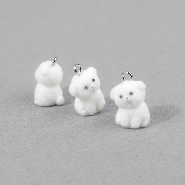 [6628-18]후로킹펜던트 흰강아지 12x14mm ,1개