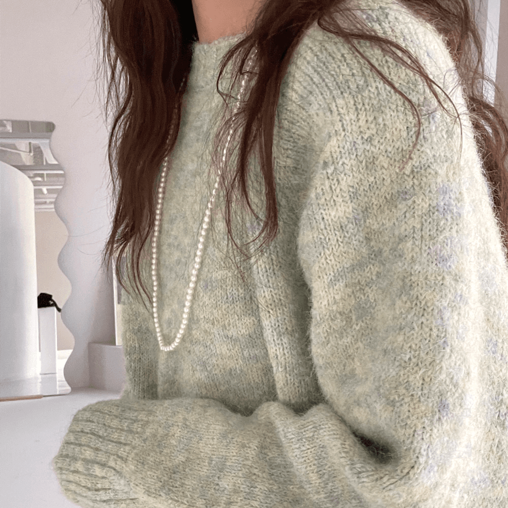 비초크 [사랑스런 색감] 솜사탕 보카시 울 혼방 파스텔 라운드넥 니트