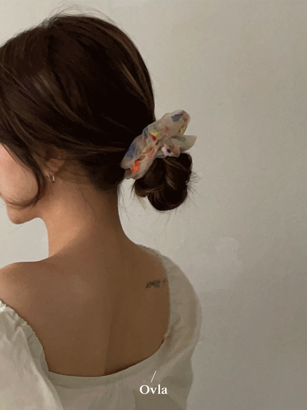 handmade flower pattern embroider scrunchie