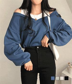 비해피 레이어드 트임 맨투맨 (인기상품 배송지연)