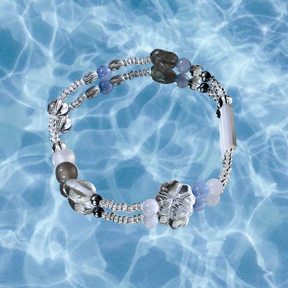 투명 원석 클로버 비즈 팔찌 | 행운 팔찌 | 우정 팔찌 | 커플 팔찌 | 원석 팔찌 | 수능 선물