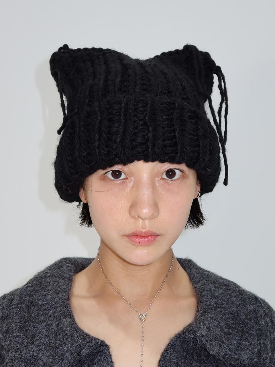 [PLZPROJECT]PUSSYCAT KNIT HAT, BLACK [10/12 예약배송]