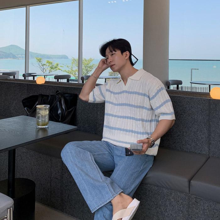 업 로베느 단가라 케이블 반팔니트 (2color)